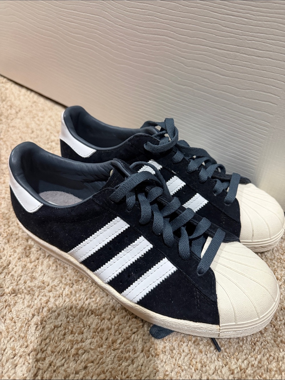 Adidas superstars black suede sz 8.5